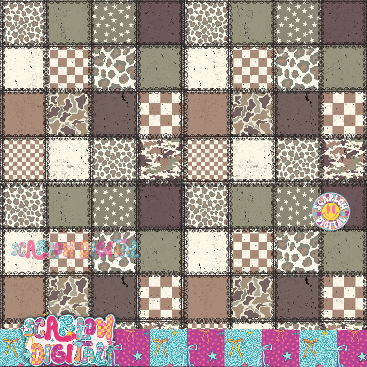 Camo Patchwork Seamless Pattern Digital Design