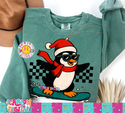Snowboarding Penguin PNG Digital Design
