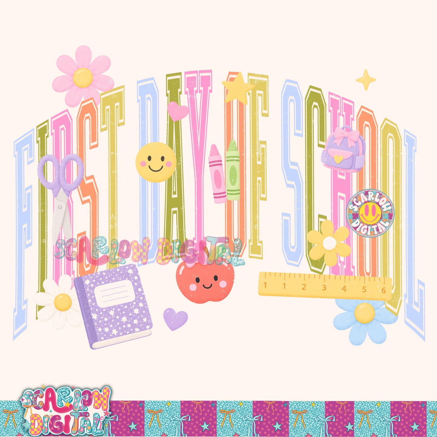 First Day of School PNG Digital Design