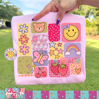 Colorful Doodle Boxes PNG Digital Design