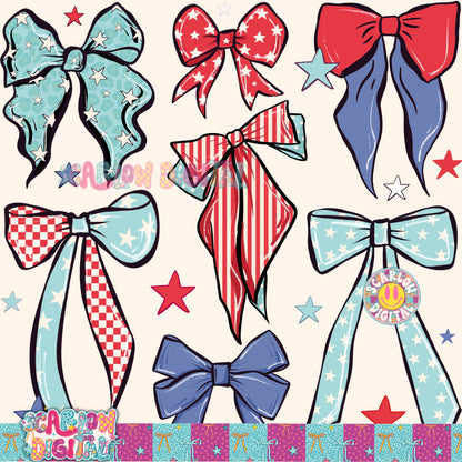 Patriotic Bows Seamless Pattern Digital Design