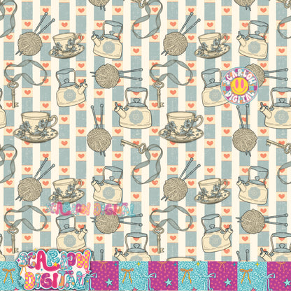 Thrifty Seamless Pattern Digital Design
