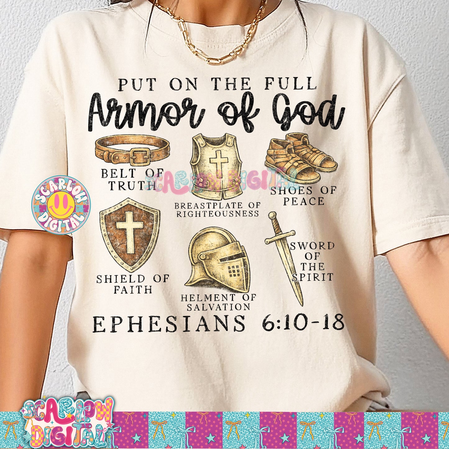 Put on the Full Armor of God PNG Digital Design