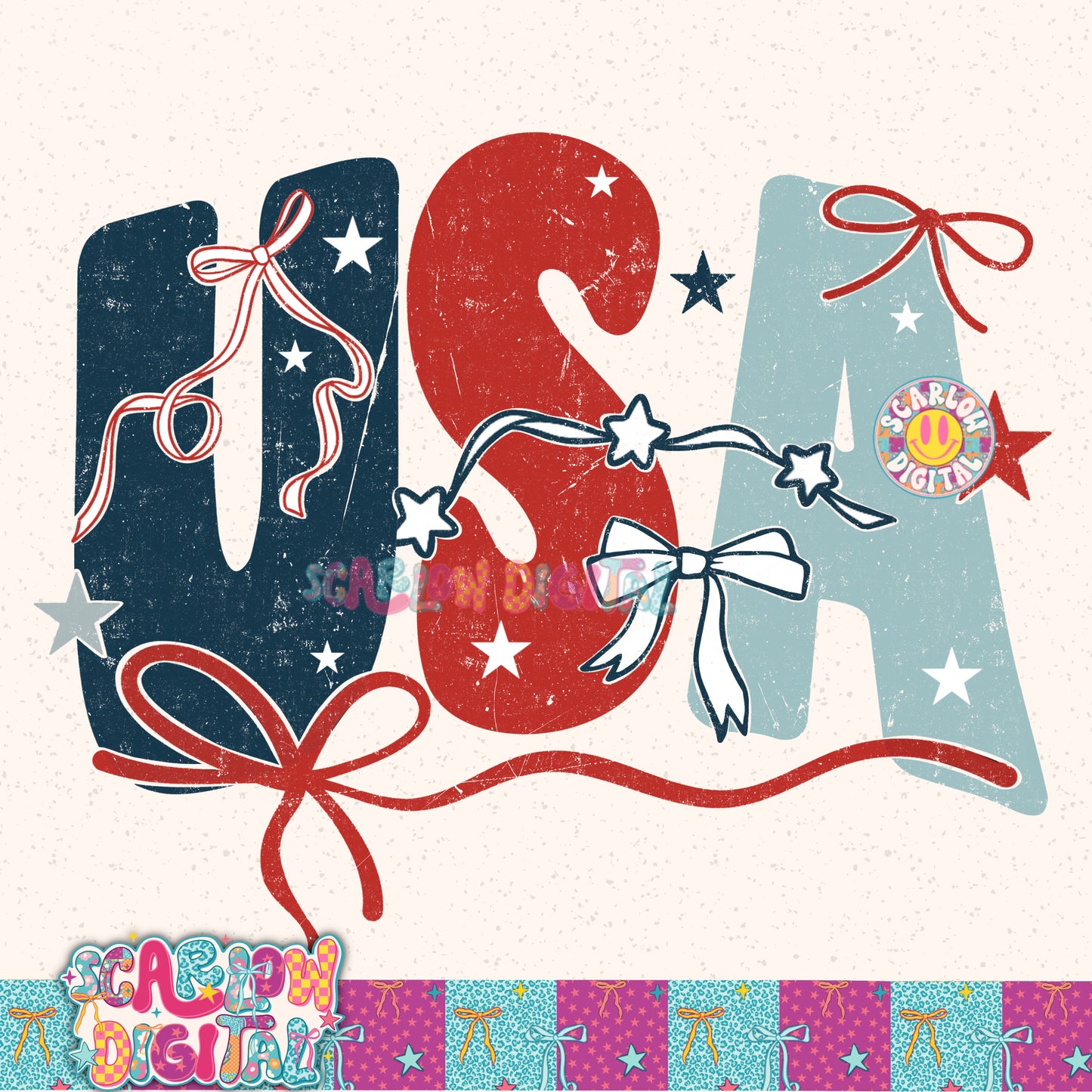 USA July 4th Patriotic PNG Digital Design