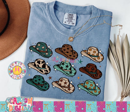 Blue Cowgirl Hats PNG Digital Design