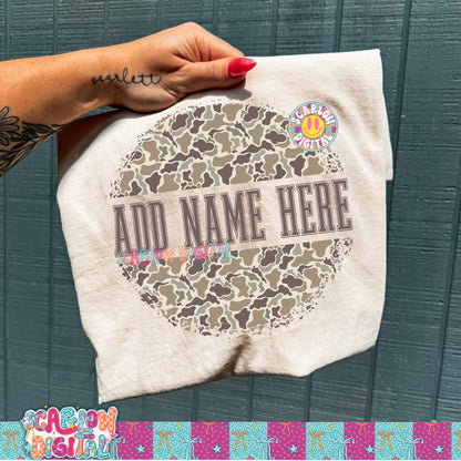 Add Your Own Name Camo Circle PNG Digital Design