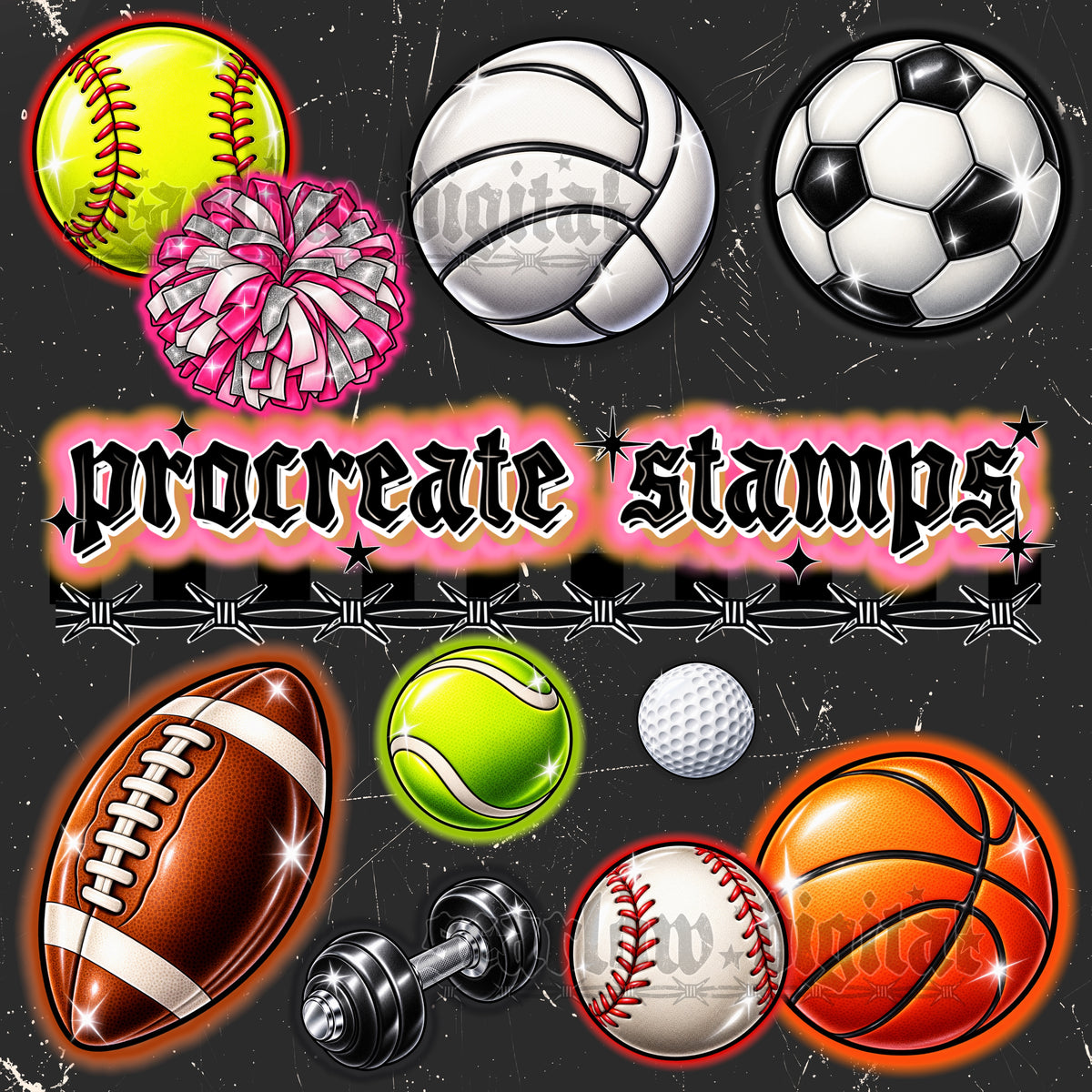 Airbrushed Sports Balls Clipart