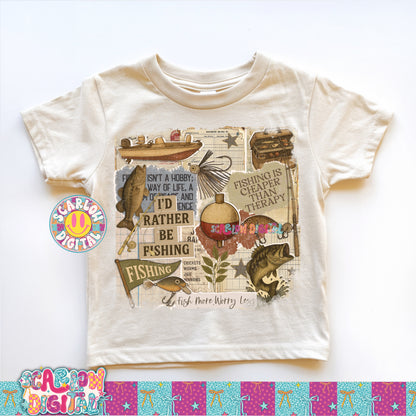 Fishing Scrapbook PNG Digital Design