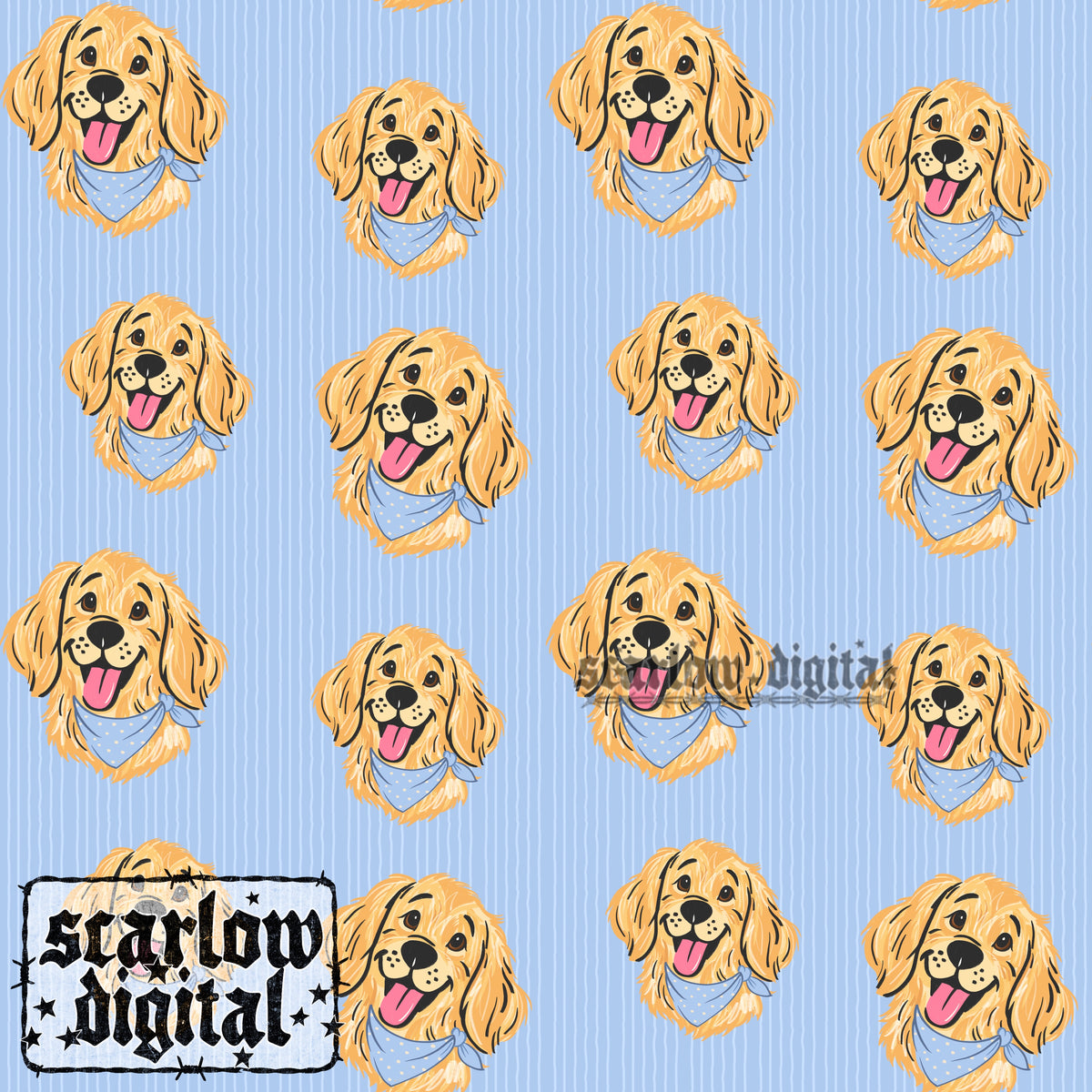 Golden Retriever Seamless Pattern Digital Design