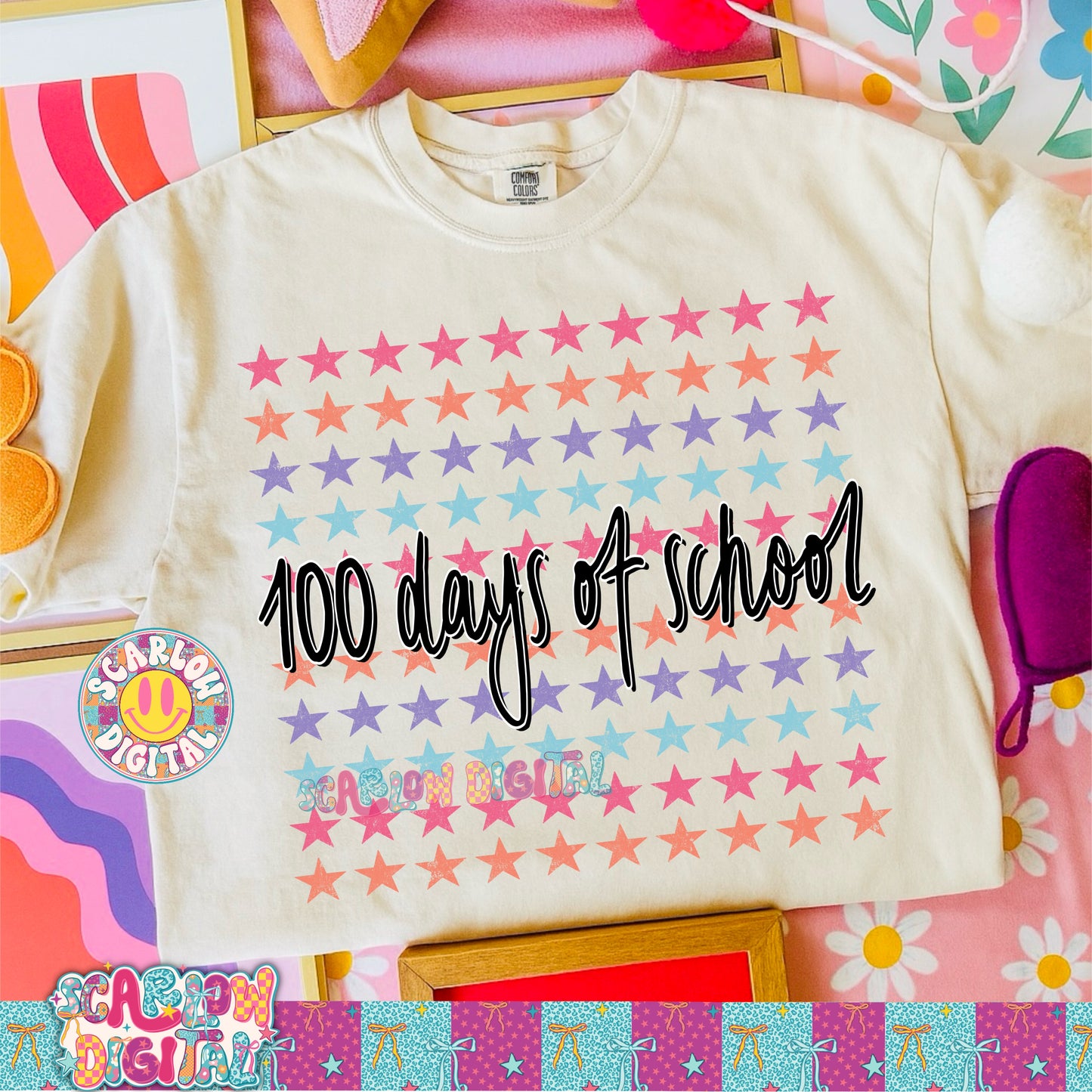 100 Days of School PNG Digital Design