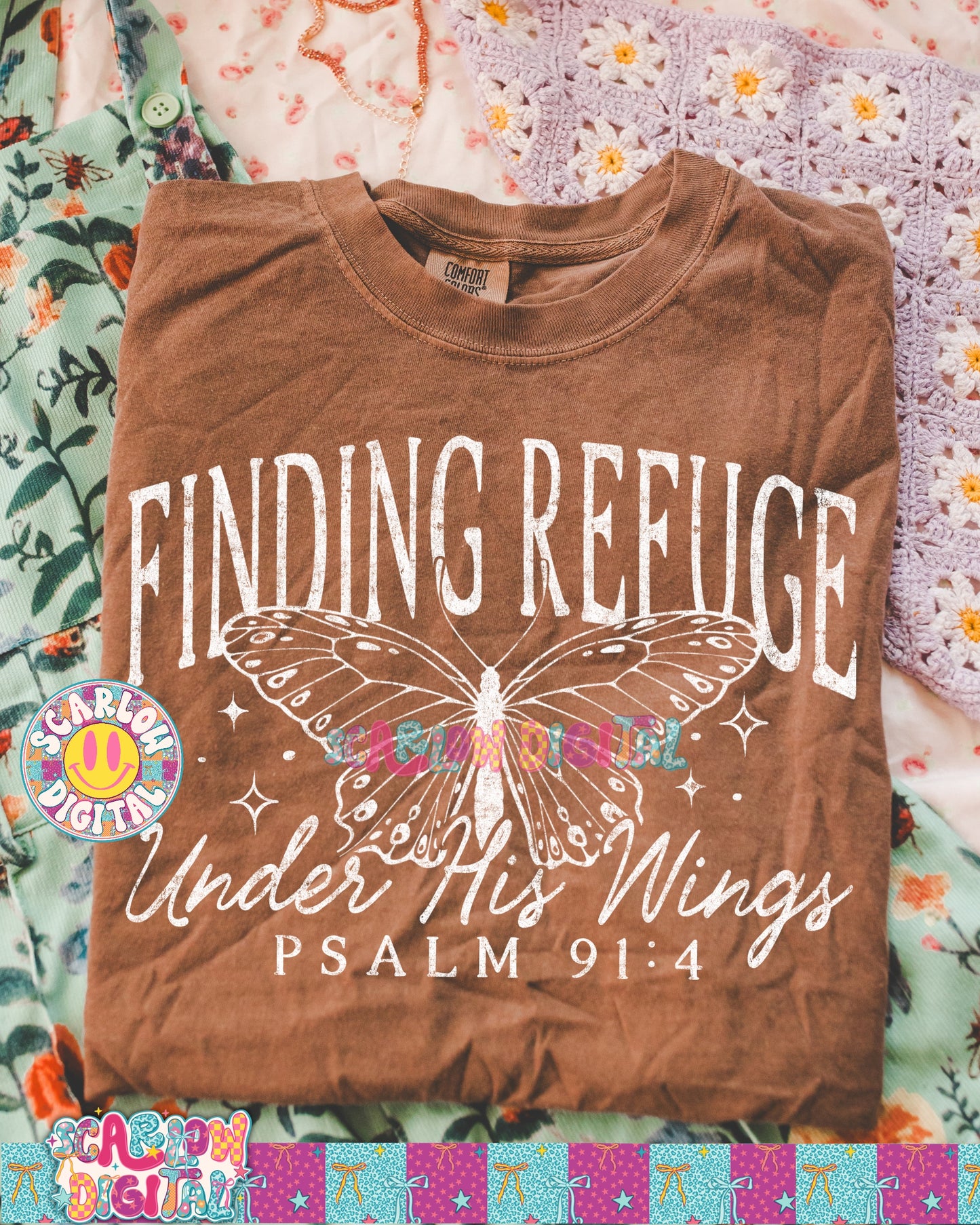 Finding Refuge Under His Wings PNG Digital Design