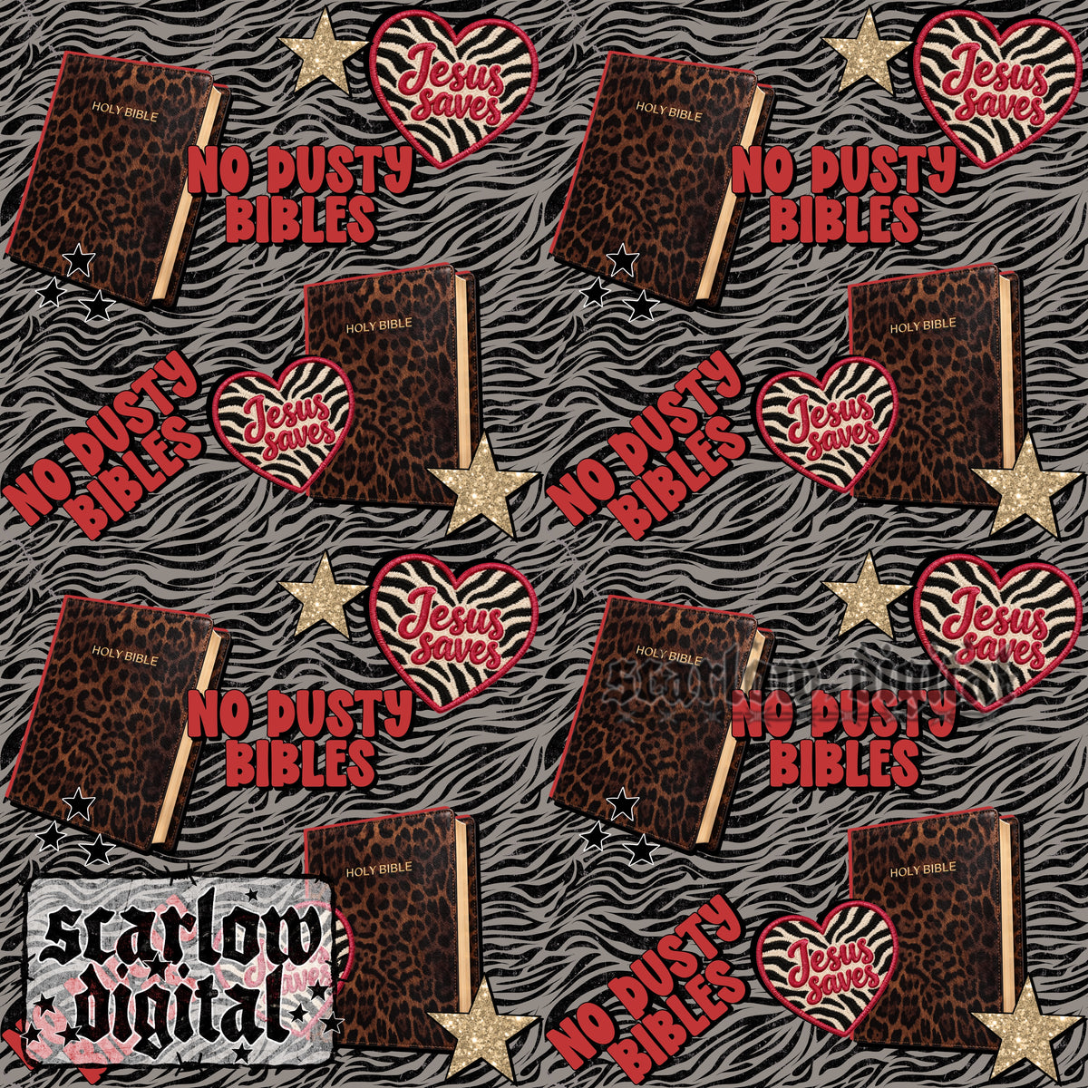 No Dusty Bibles Seamless Pattern Digital Design