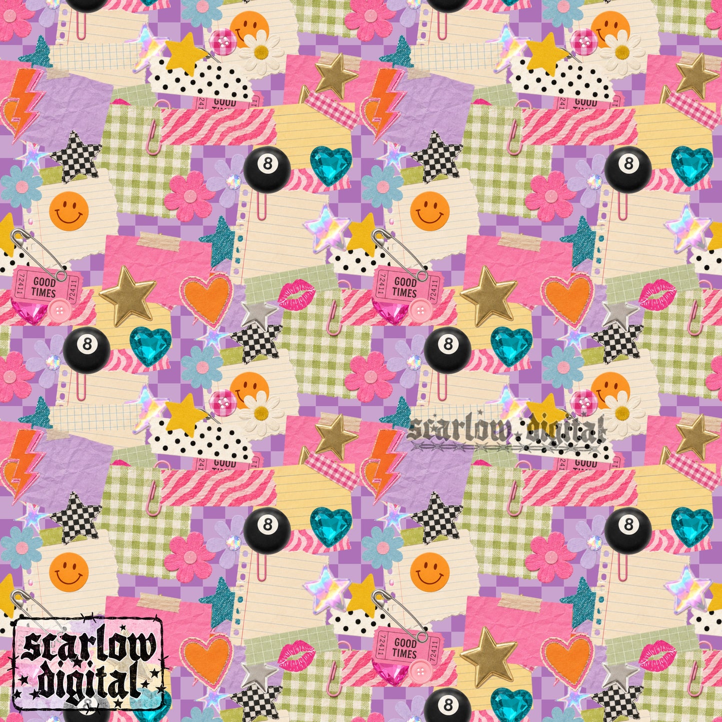Junk Journal Seamless Pattern Digital Design
