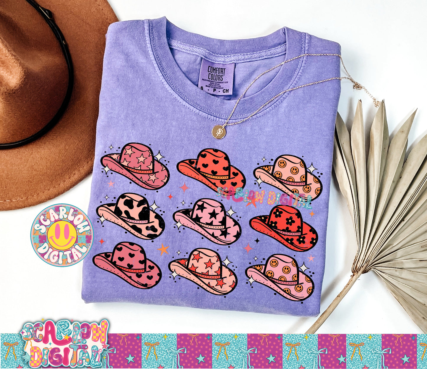 Pink Cowgirl Hats PNG Digital Design