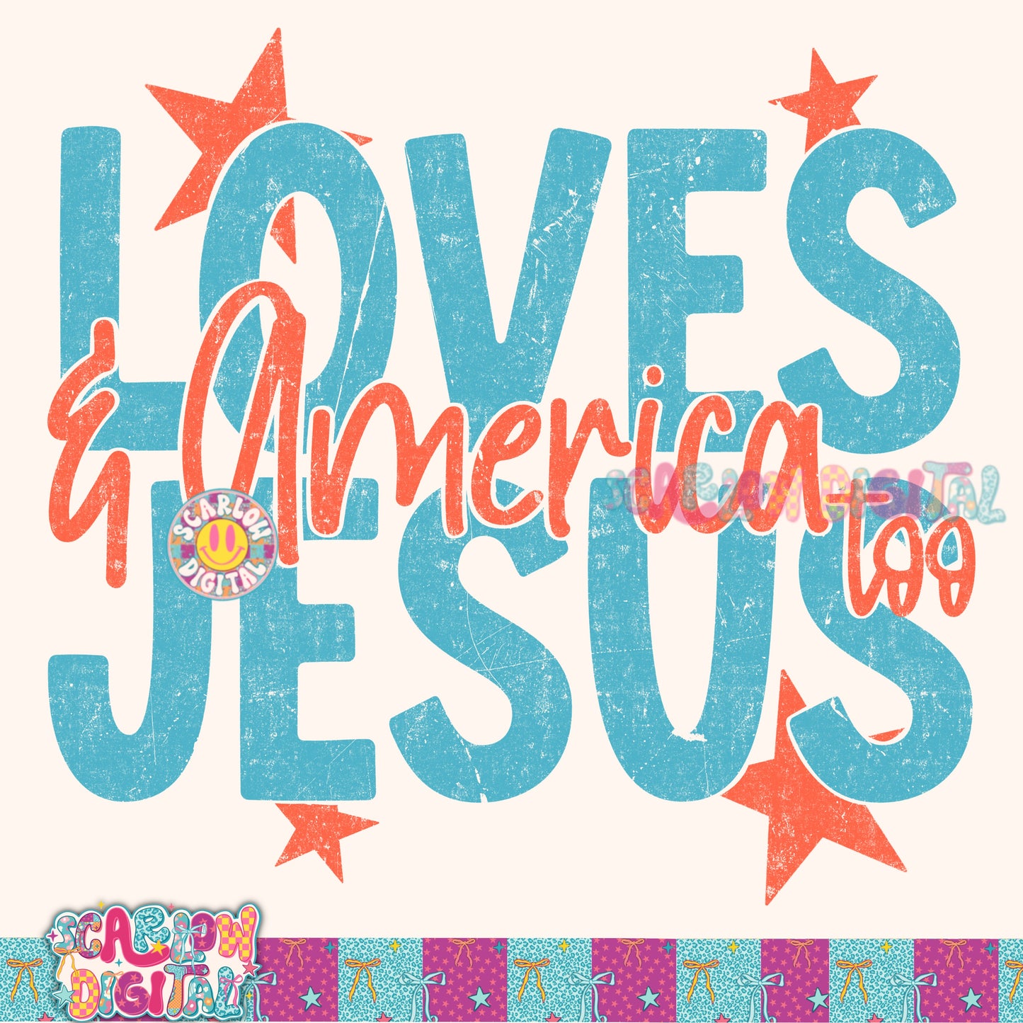Loves Jesus & America Too PNG Digital Design
