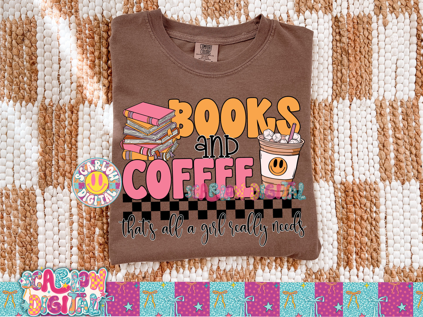 Books and Coffee PNG Digital Design