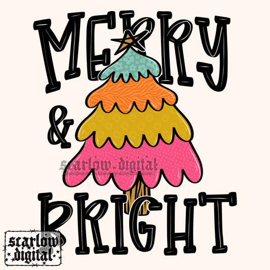 Merry & Bright PNG Digital Design