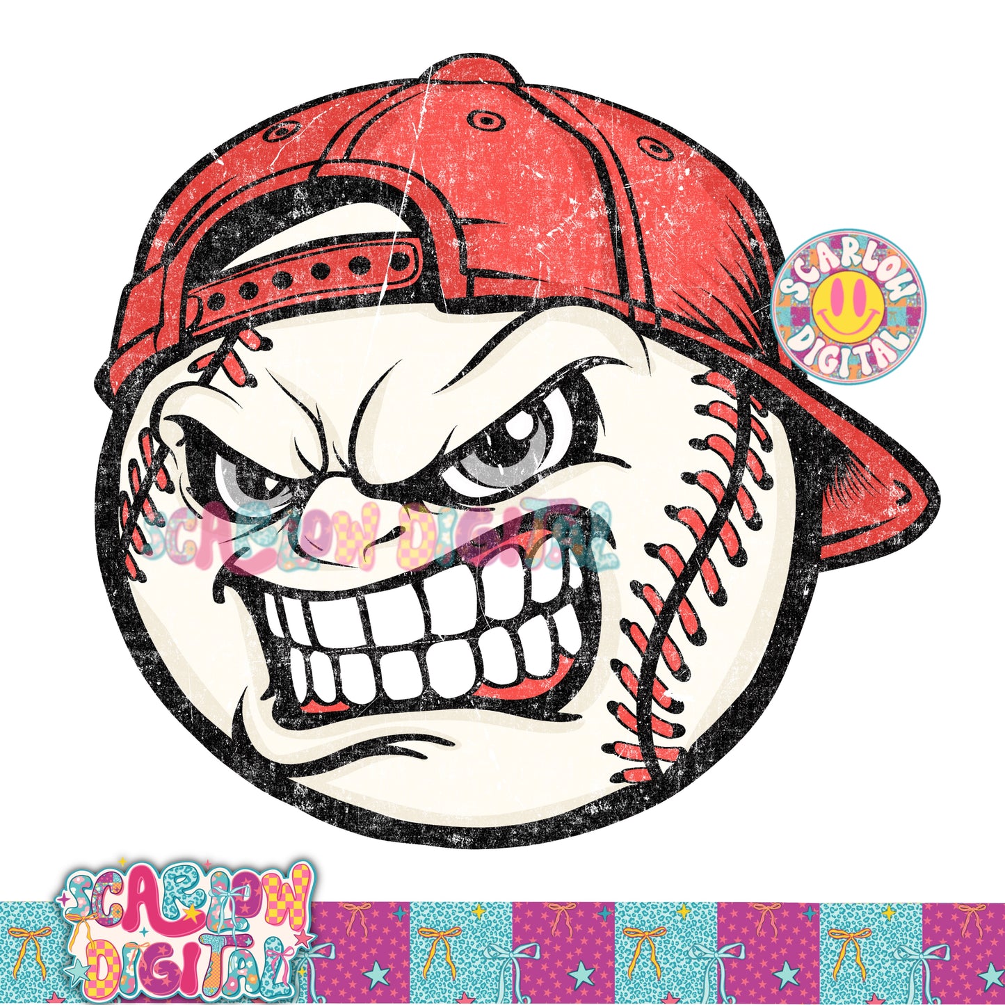 Angry Baseball PNG Digital Design