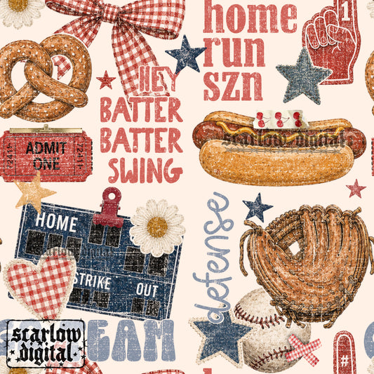 Baseball Seamless Pattern Digital Design