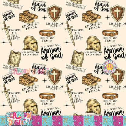Put on the Full Armor of God Seamless Pattern Digital Design