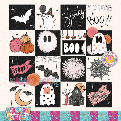 Spooky Checkers in Pink PNG Digital Design