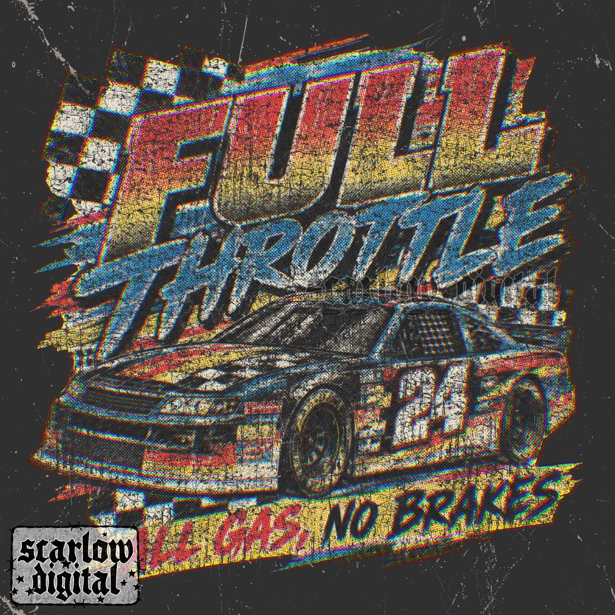 Full Throttle All Gas No Brakes Racing PNG Digital Design