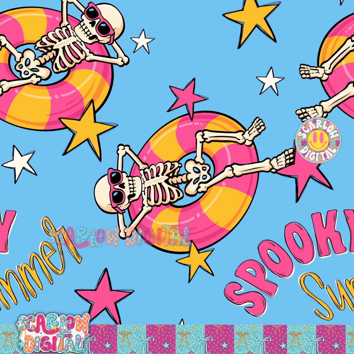 Spooky Summer Seamless Pattern Digital Design