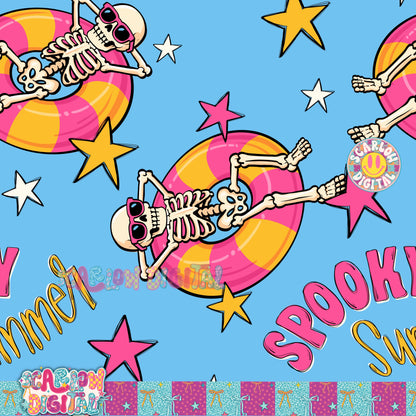 Spooky Summer Seamless Pattern Digital Design