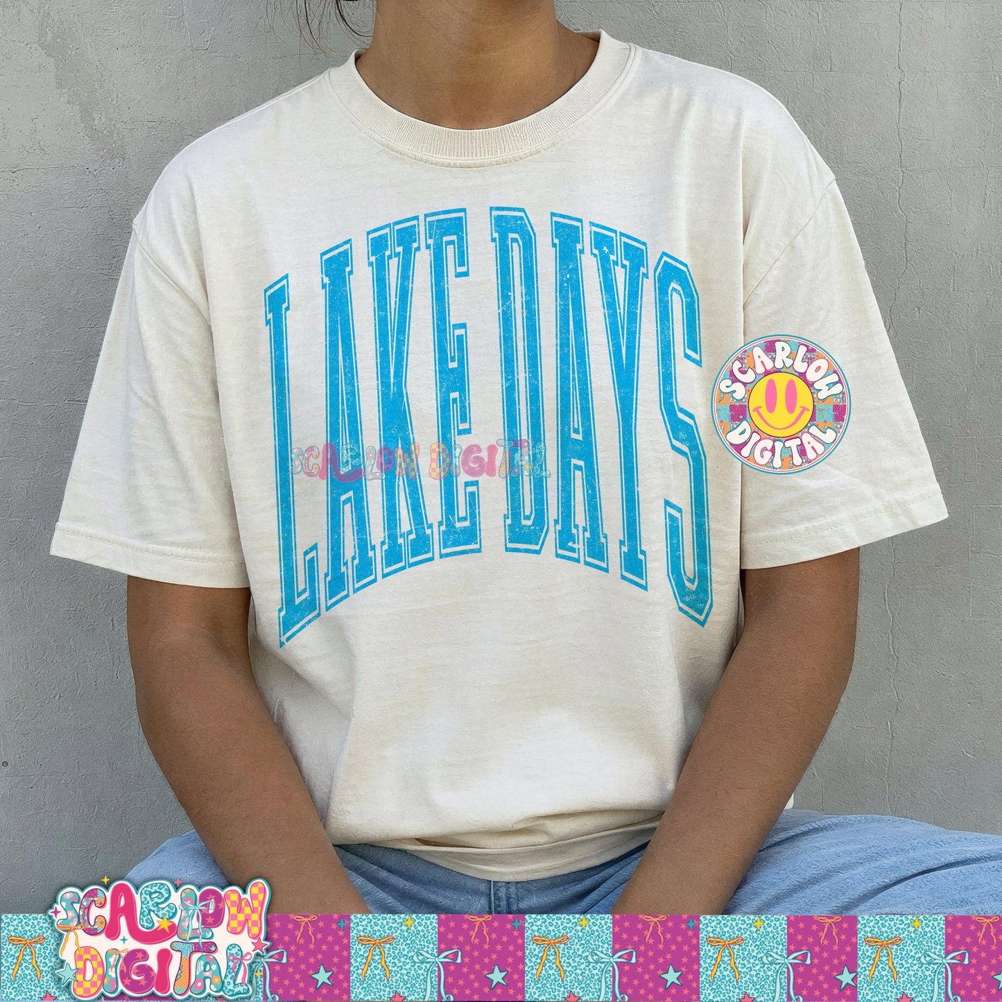 Lake Days Oversized Varsity Letters PNG Digital Design