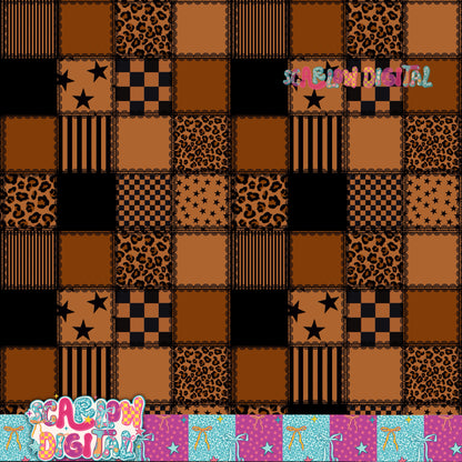 Brown and Black Lace Patches Seamless Pattern Digital Design