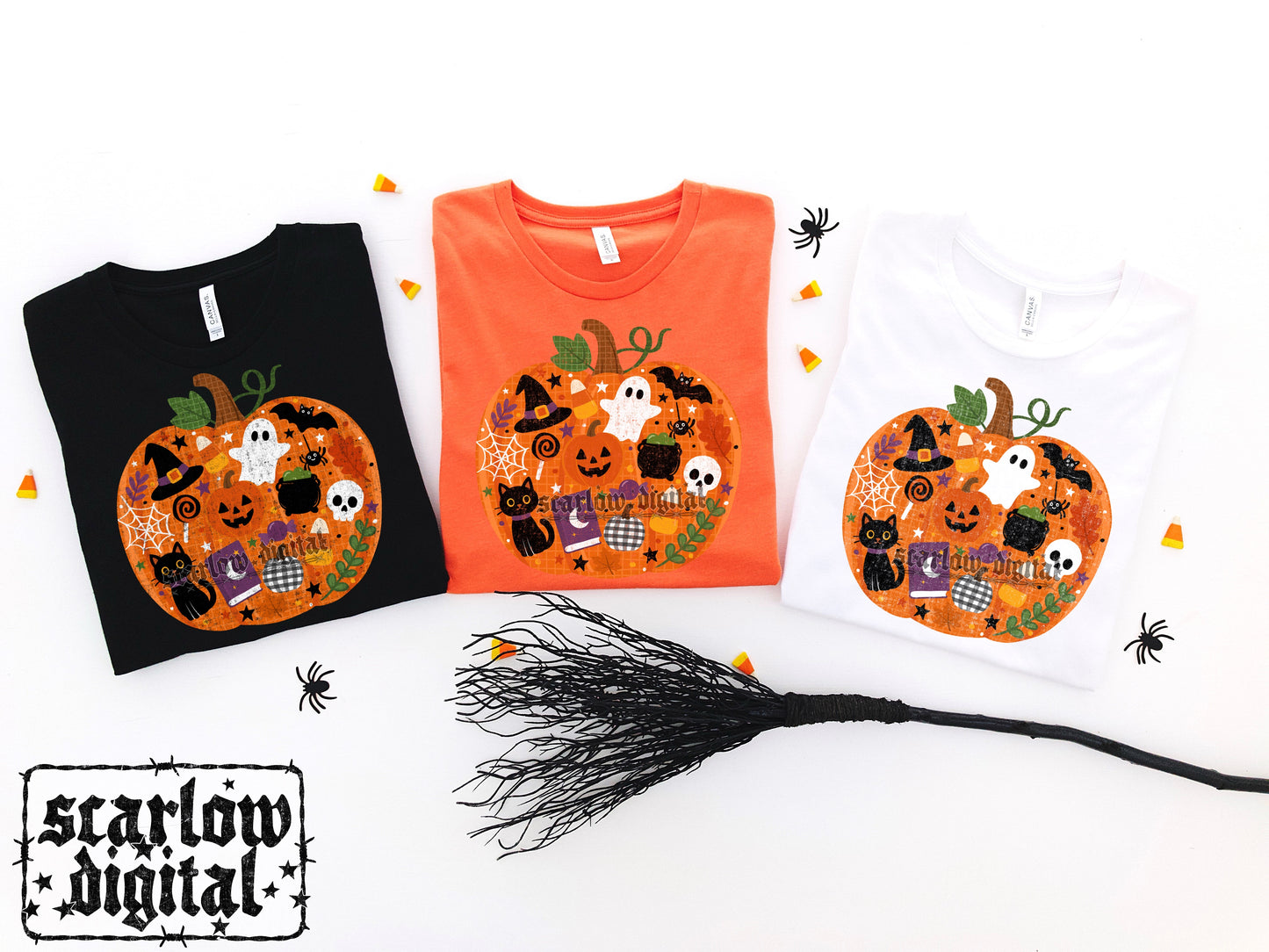 Spooky Pumpkin filled with Halloween Things PNG Digital Design