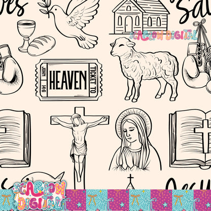 Jesus Saves Seamless Pattern Digital Design