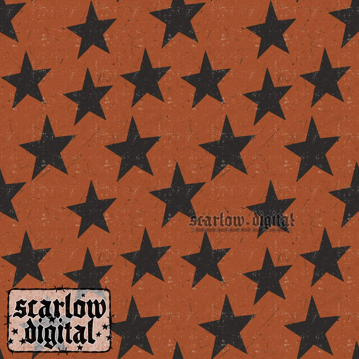 Orange Stars Seamless Pattern Digital Design