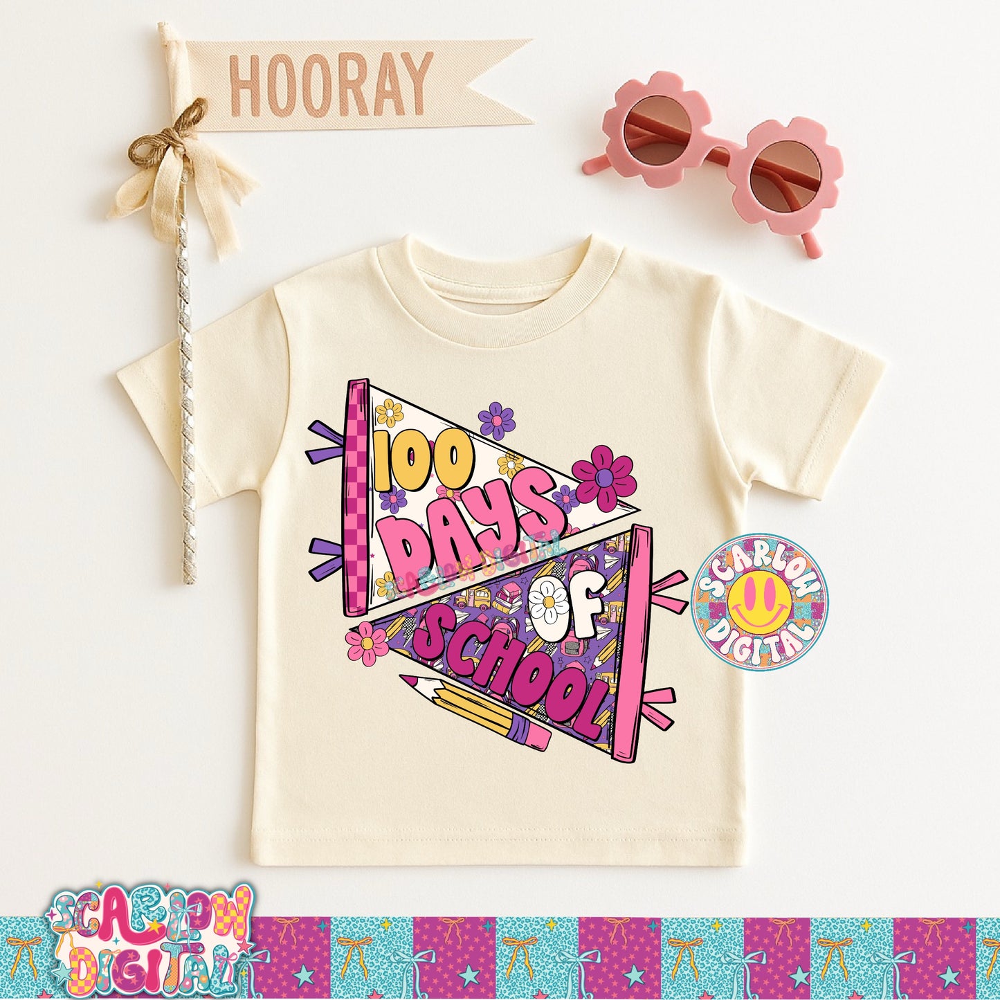 100 Days of School PNG Digital Design