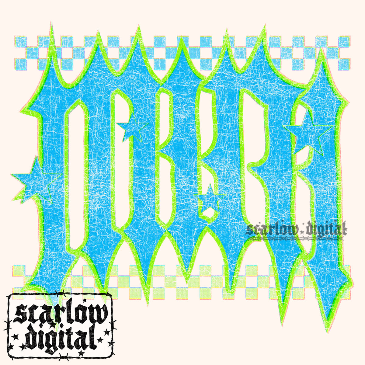 Blue Green Grunge Rocker Mini PNG Digital Design