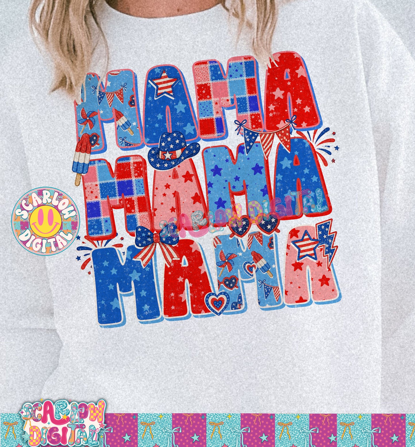 Patriotic Mama PNG Digital Design