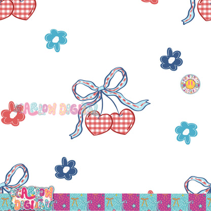 Patriotic Flowers Seamless Pattern Digital Design