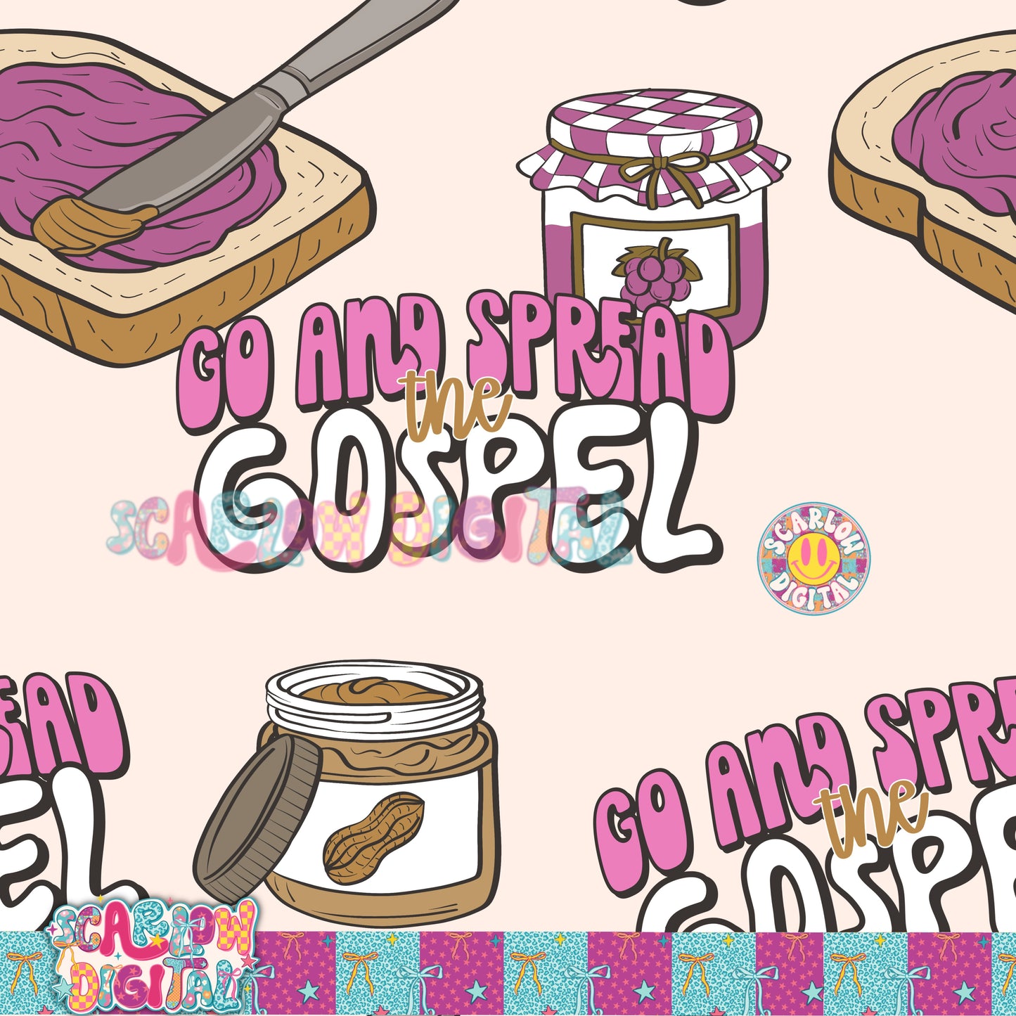 Spread the Gospel Seamless Pattern Digital Design