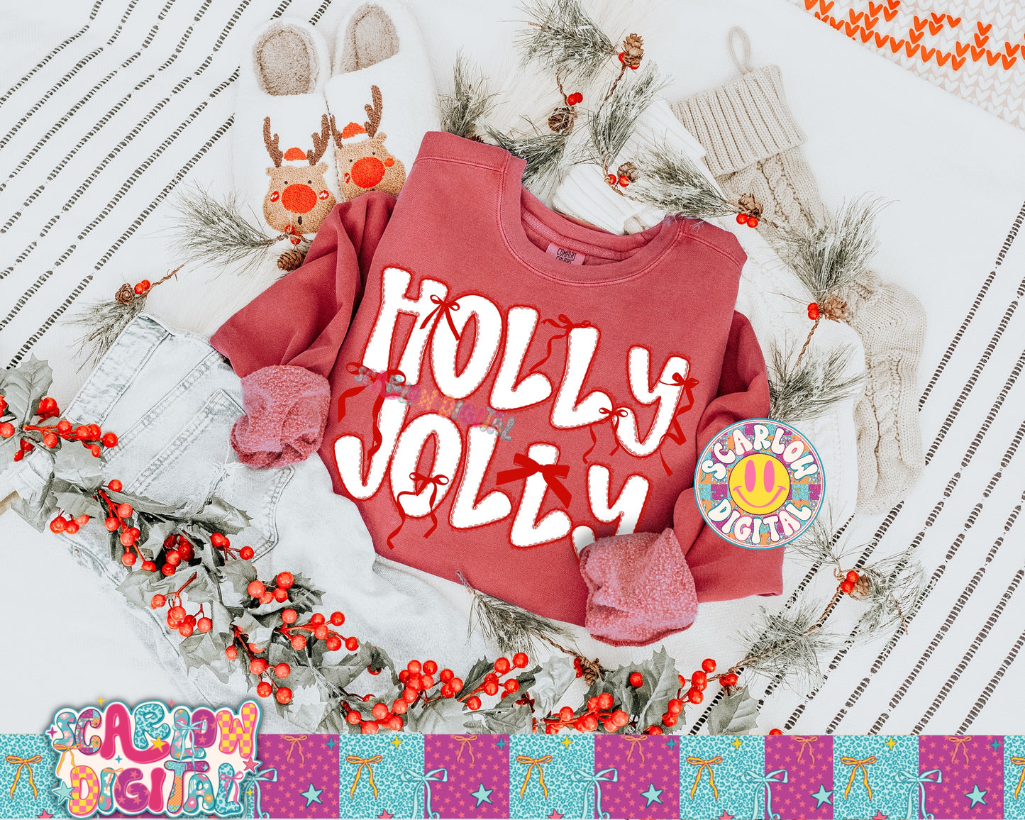 Holly Jolly PNG Digital Design