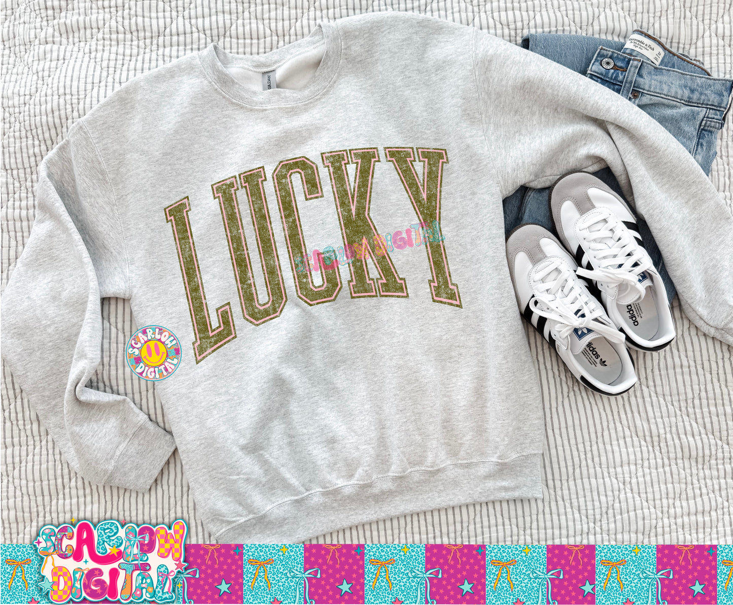 Vintage Faded Lucky PNG Digital Design