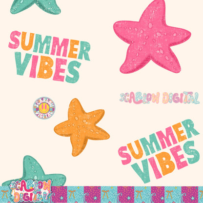 Summer Vibes Seamless Pattern Digital Design