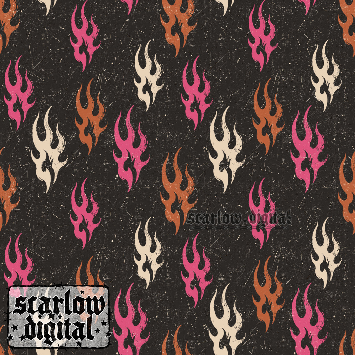 Flames Seamless Pattern Digital Design