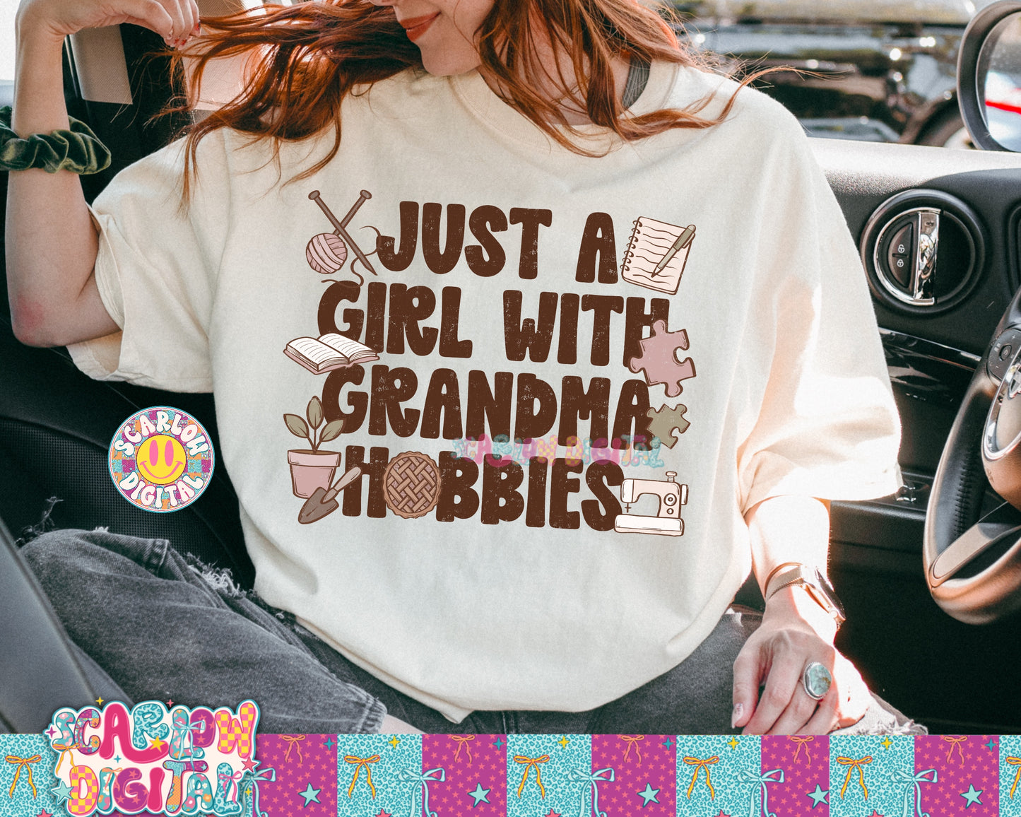 Just a Girl With Grandma Hobbies PNG Digital Design