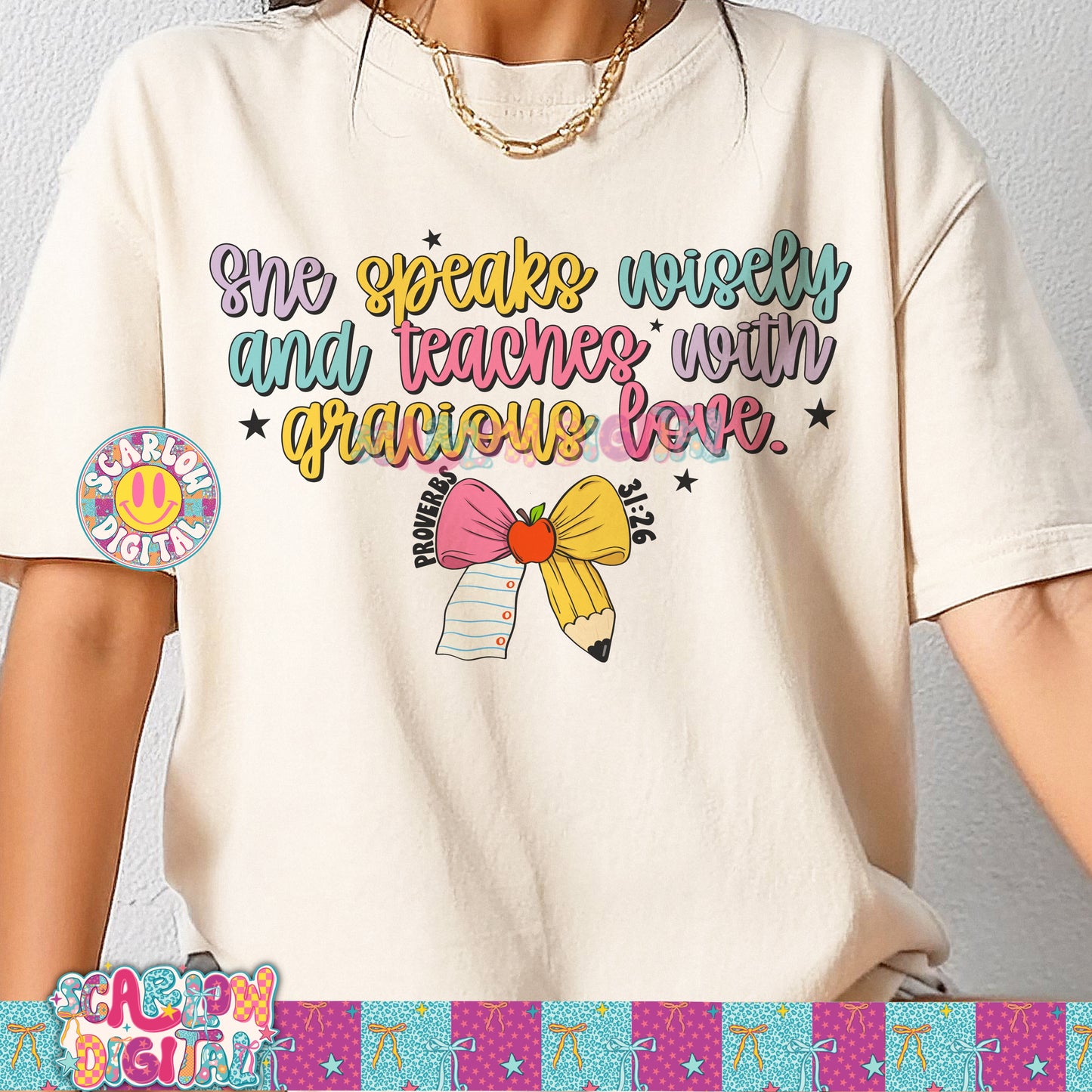 She Speaks Wisely and Teaches With Gracious Love Teacher PNG Digital Design