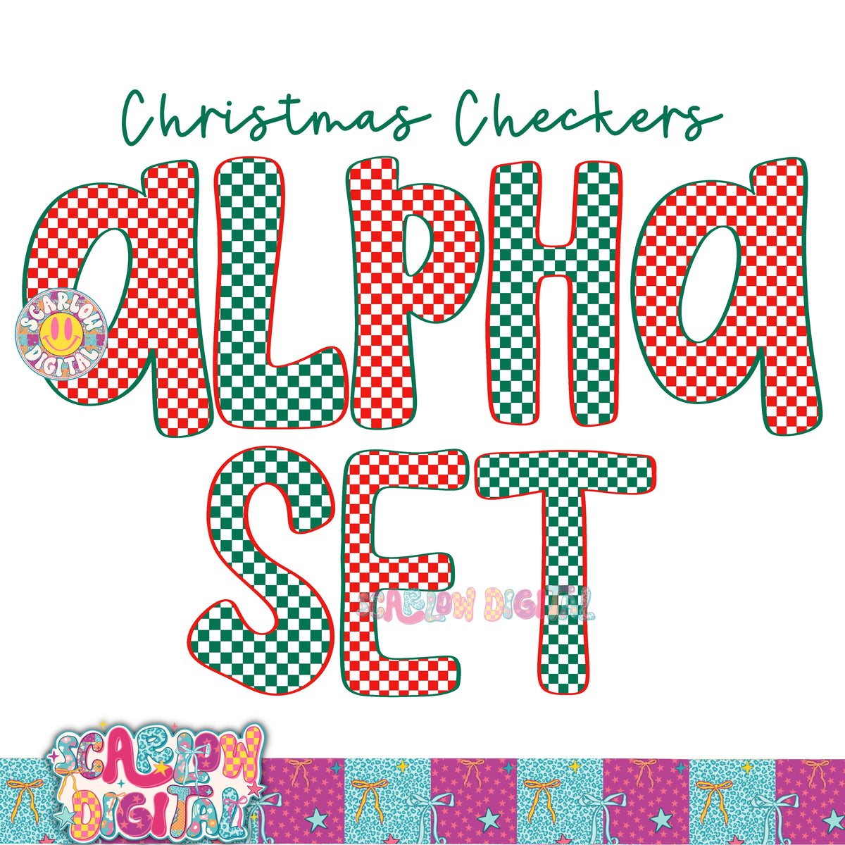 Checked Alpha Christmas Checkered Alpha Set Digital Design – Scarlow Digital