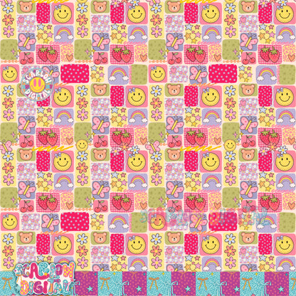 Colorful Doodle Boxes Seamless Pattern Digital Design