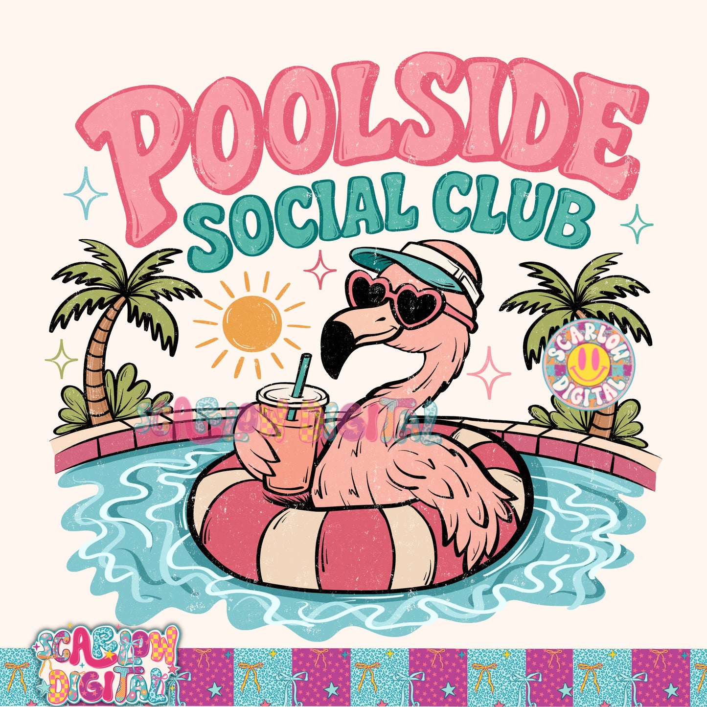 Poolside Social Club PNG Digital Design (Includes both WITH stripes and WITHOUT stripes)