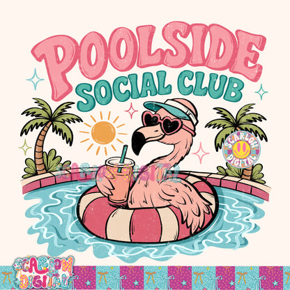 Poolside Social Club PNG Digital Design (Includes both WITH stripes and WITHOUT stripes)