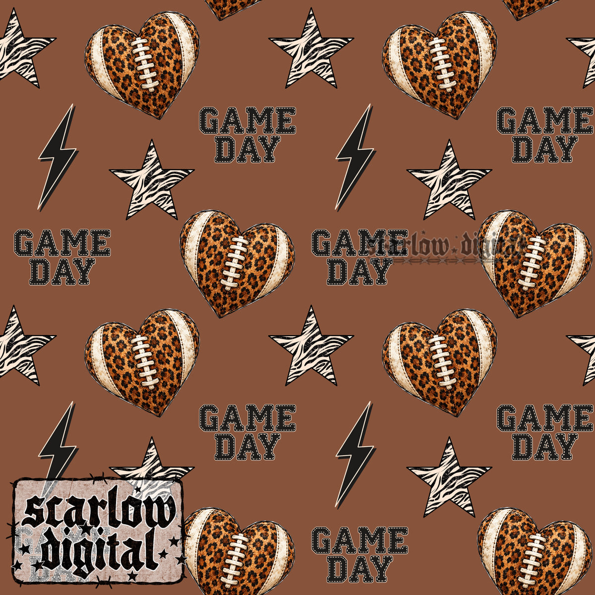 Football Hearts Seamless Pattern Digital Design