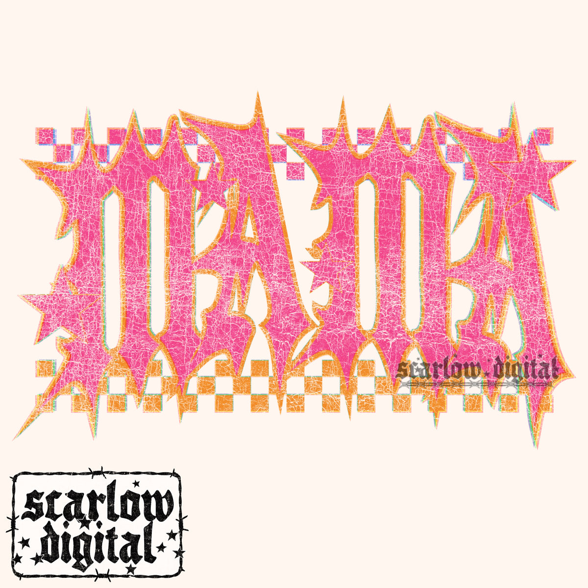 Pink Orange Grunge Rocker Mama PNG Digital Design